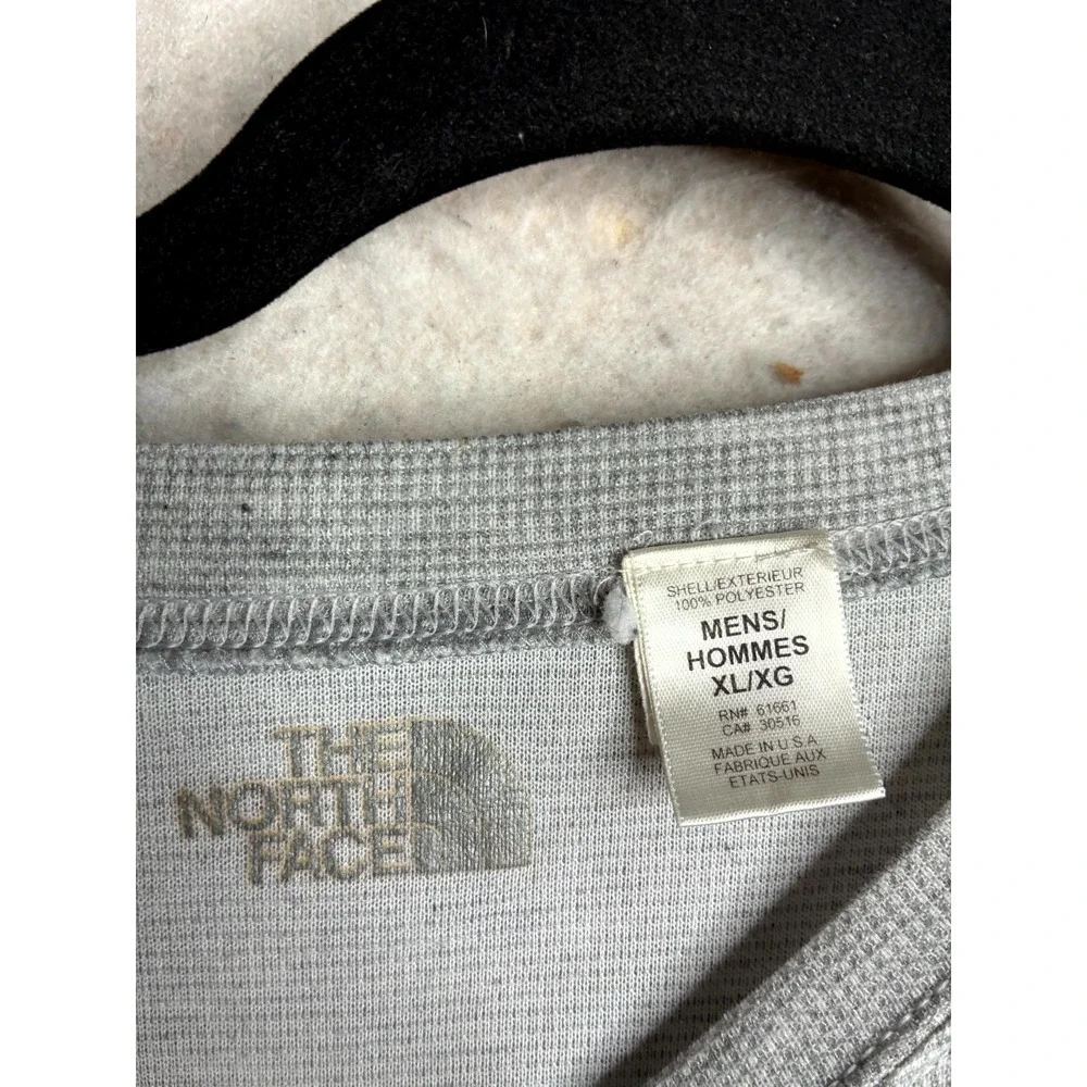 The North Face T Shirt Mens XL Gray Heather Waffle Knit Classic Fit Long Sleeve
